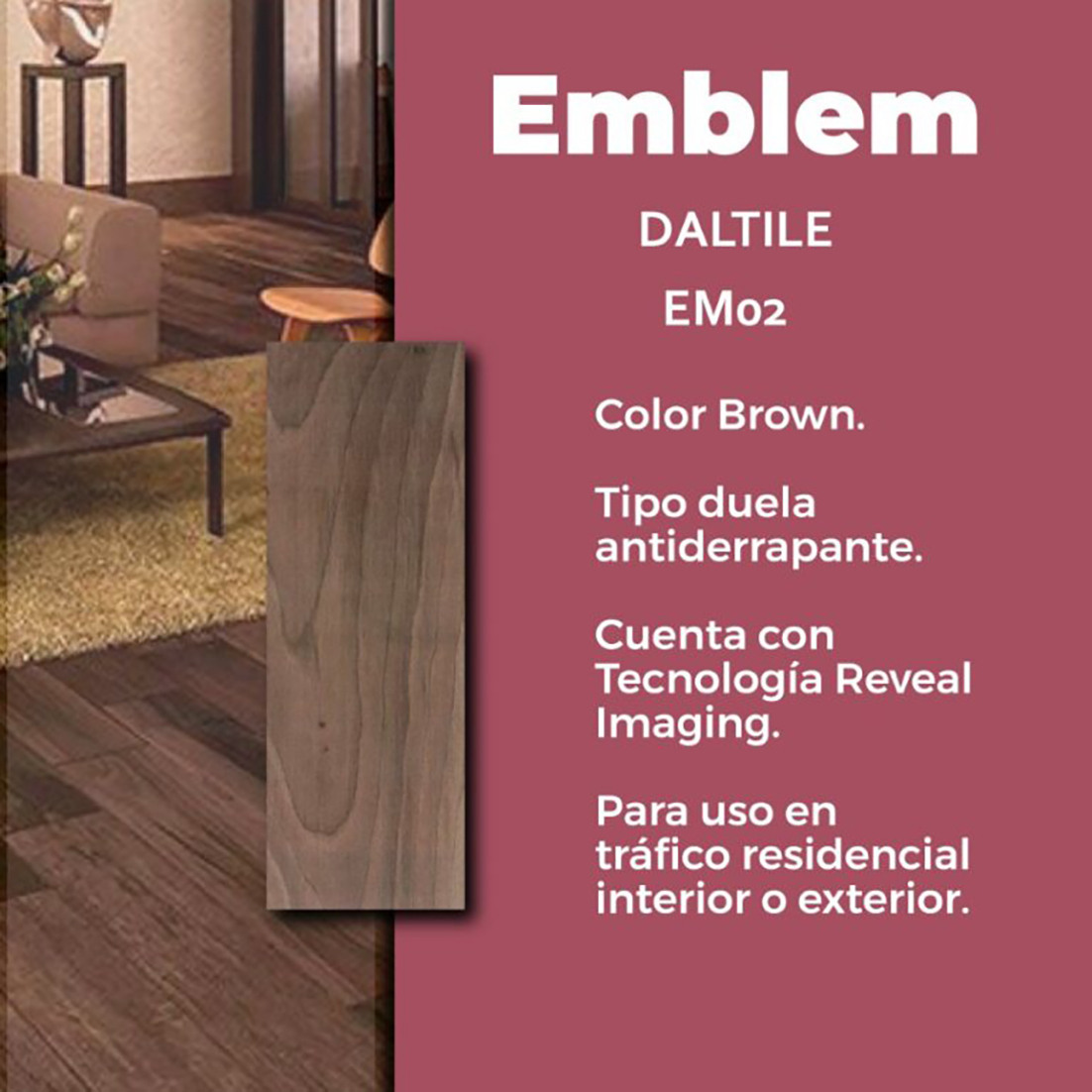 Piso Emblem Brown Daltile 18x50 cm