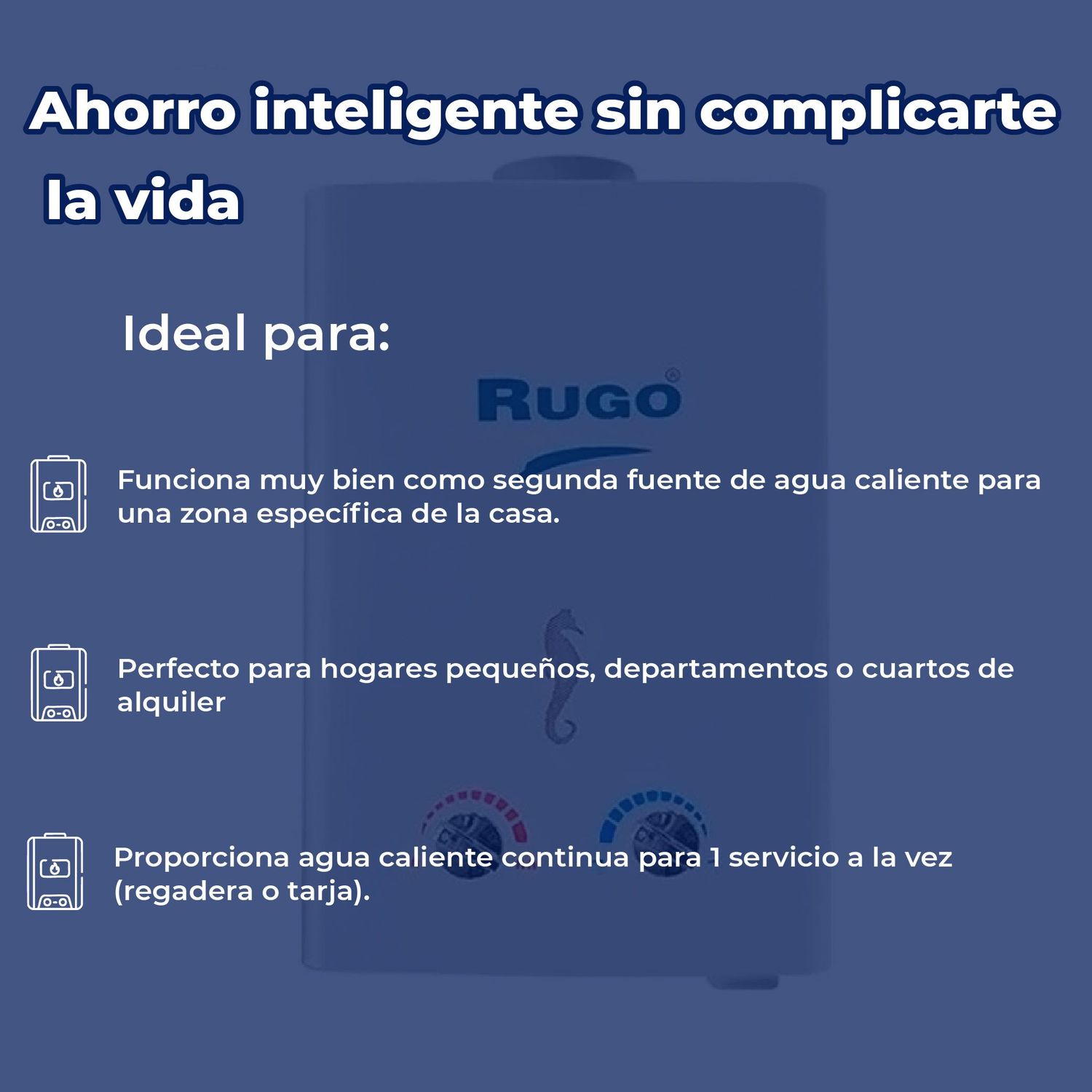 Calentador de Paso Instantáneo Rugo Gas LP 6 L