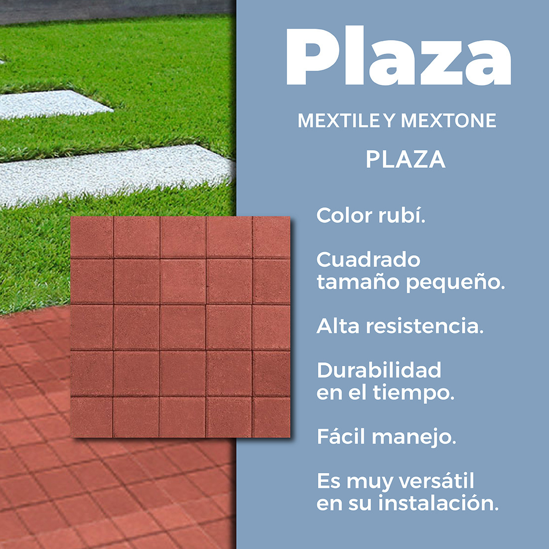 Adoquín Plaza Mextile 15 x 15 x 6 cm Rojo Rubí