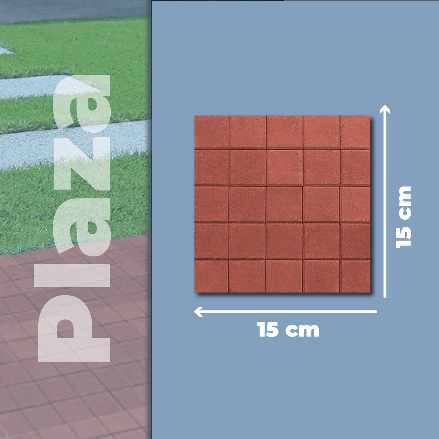 Adoquín Plaza Mextile 15 x 15 x 6 cm Rojo Rubí