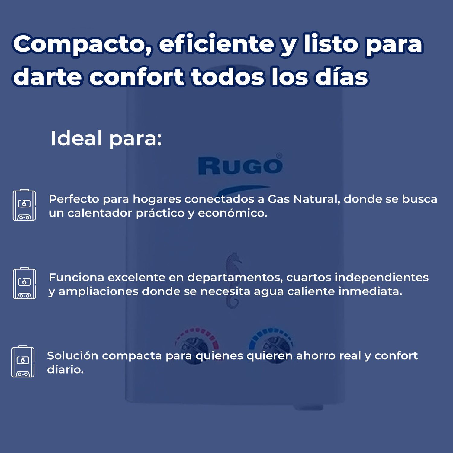 Calentador de Paso Instantáneo Rugo Gas Natural 6 L