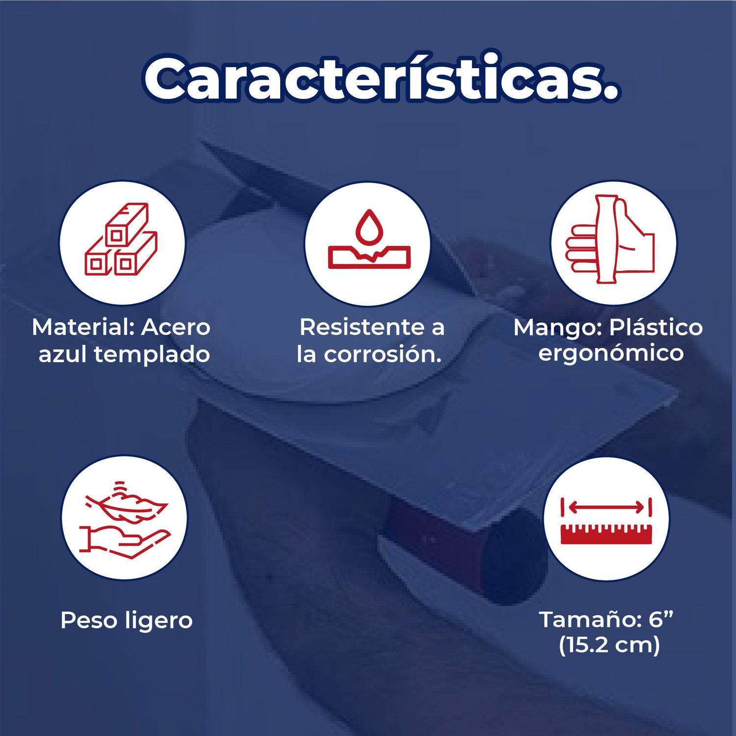 Espátula Mango Plástico Labeled 6 pulg Acero Azul