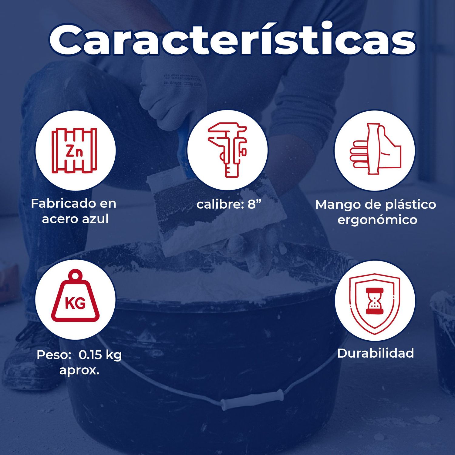 Espátula Mango Plástico Labeled 8 pulg Acero Azul