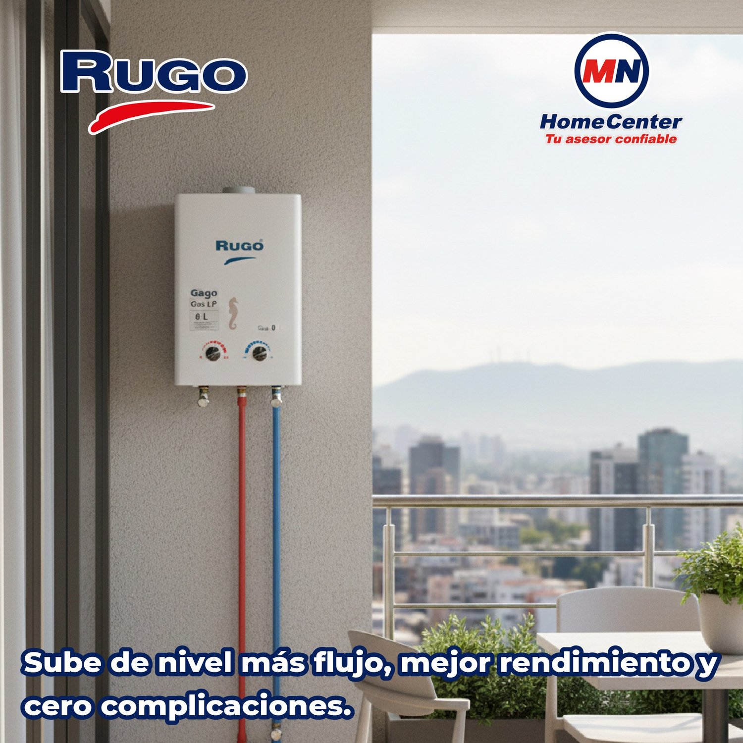 Calentador de Paso Instantáneo Rugo Gas LP 8 L