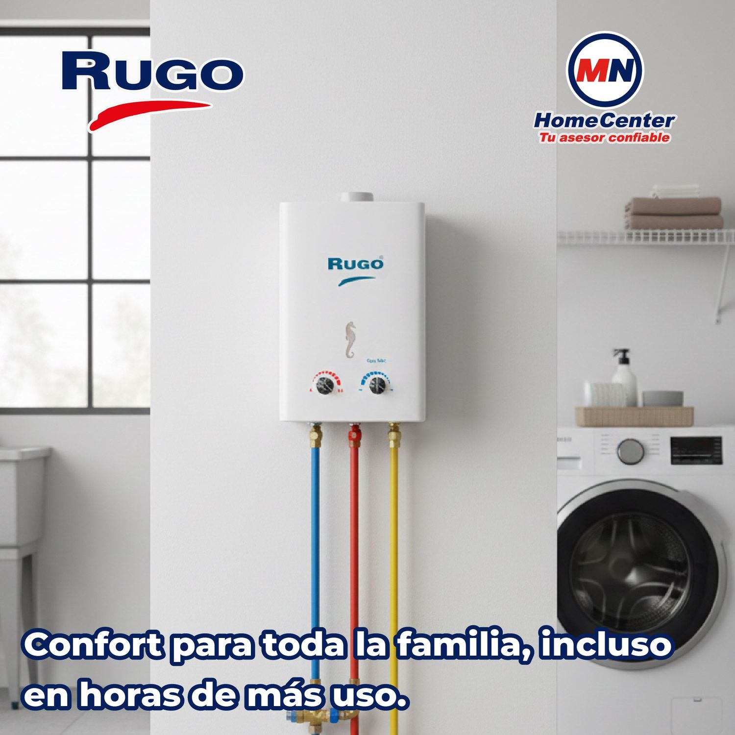 Calentador de Paso Instantáneo Rugo 12 L Gas Natural 2 Servicios