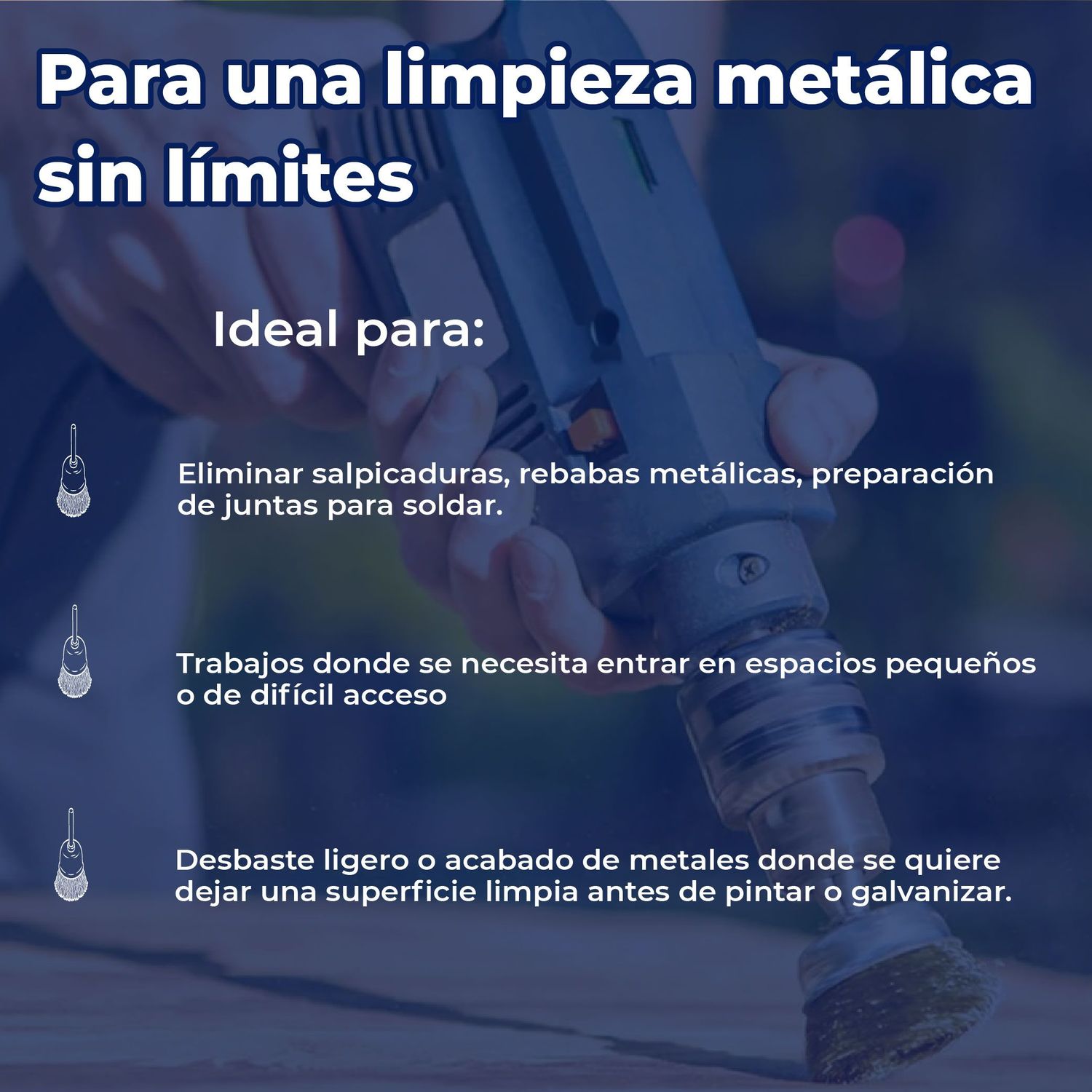 Carda de copa 1" alambre grueso para taladro Truper