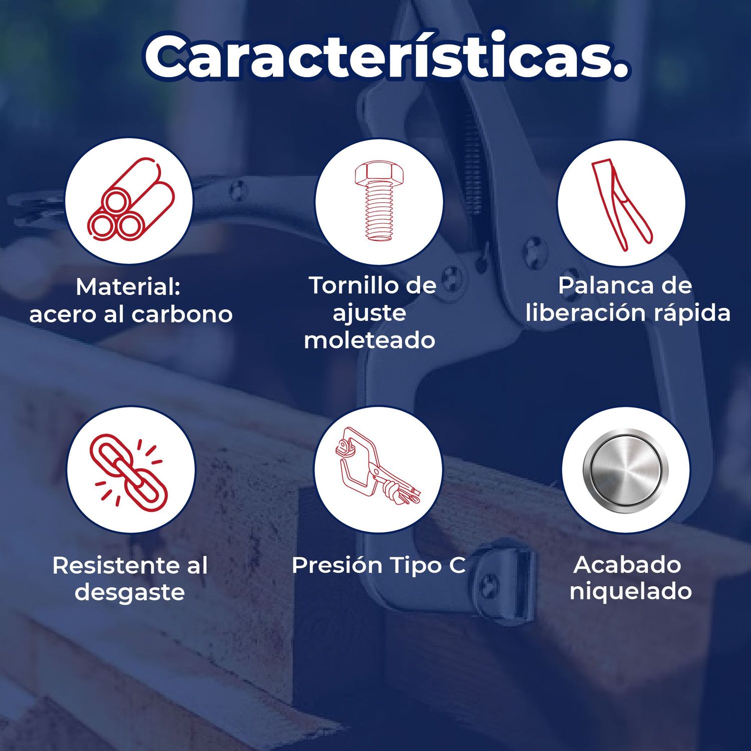 Pinza de presión 11" tipo "C" con mordaza autoajustable Truper