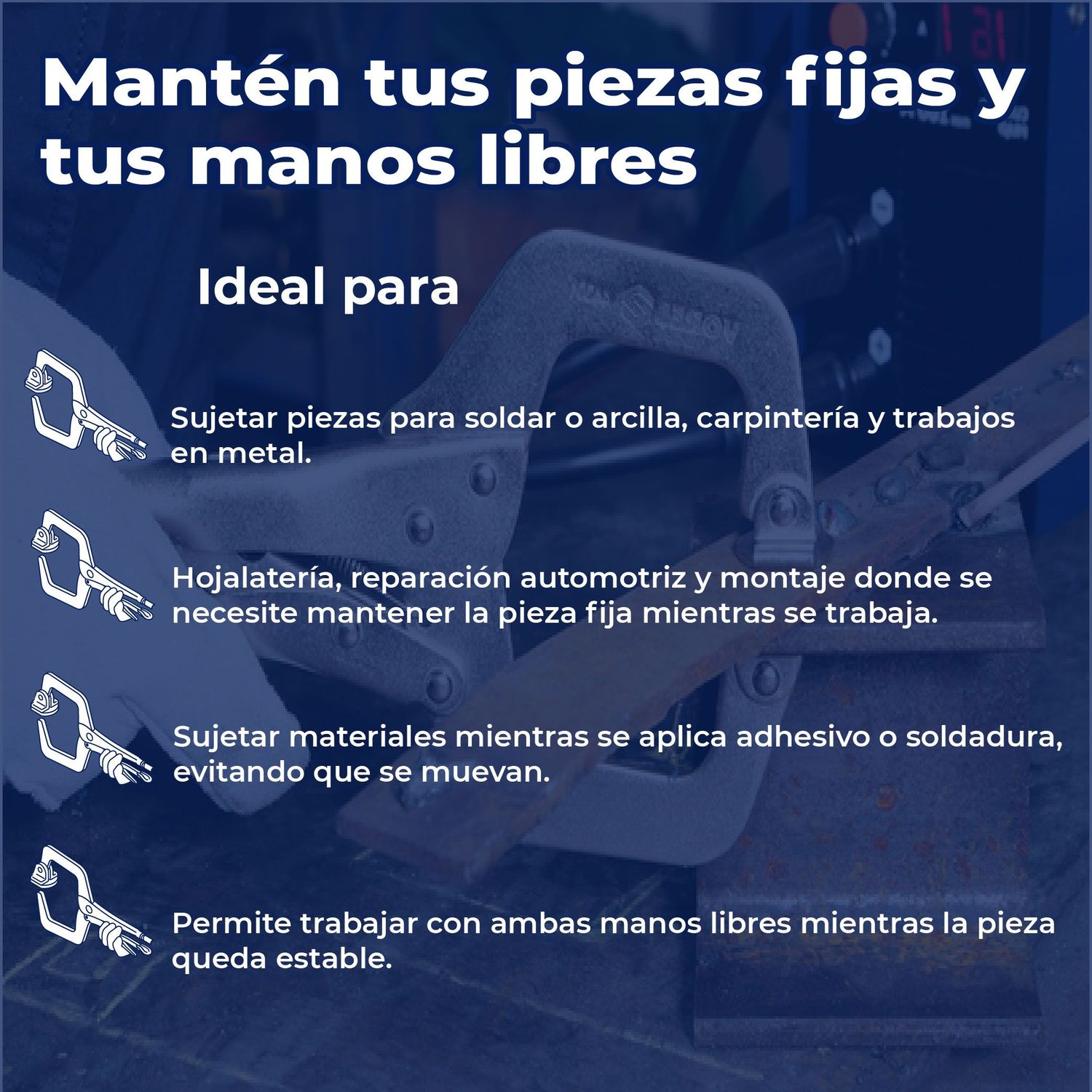 Pinza de presión 11" tipo "C" con mordaza autoajustable Truper