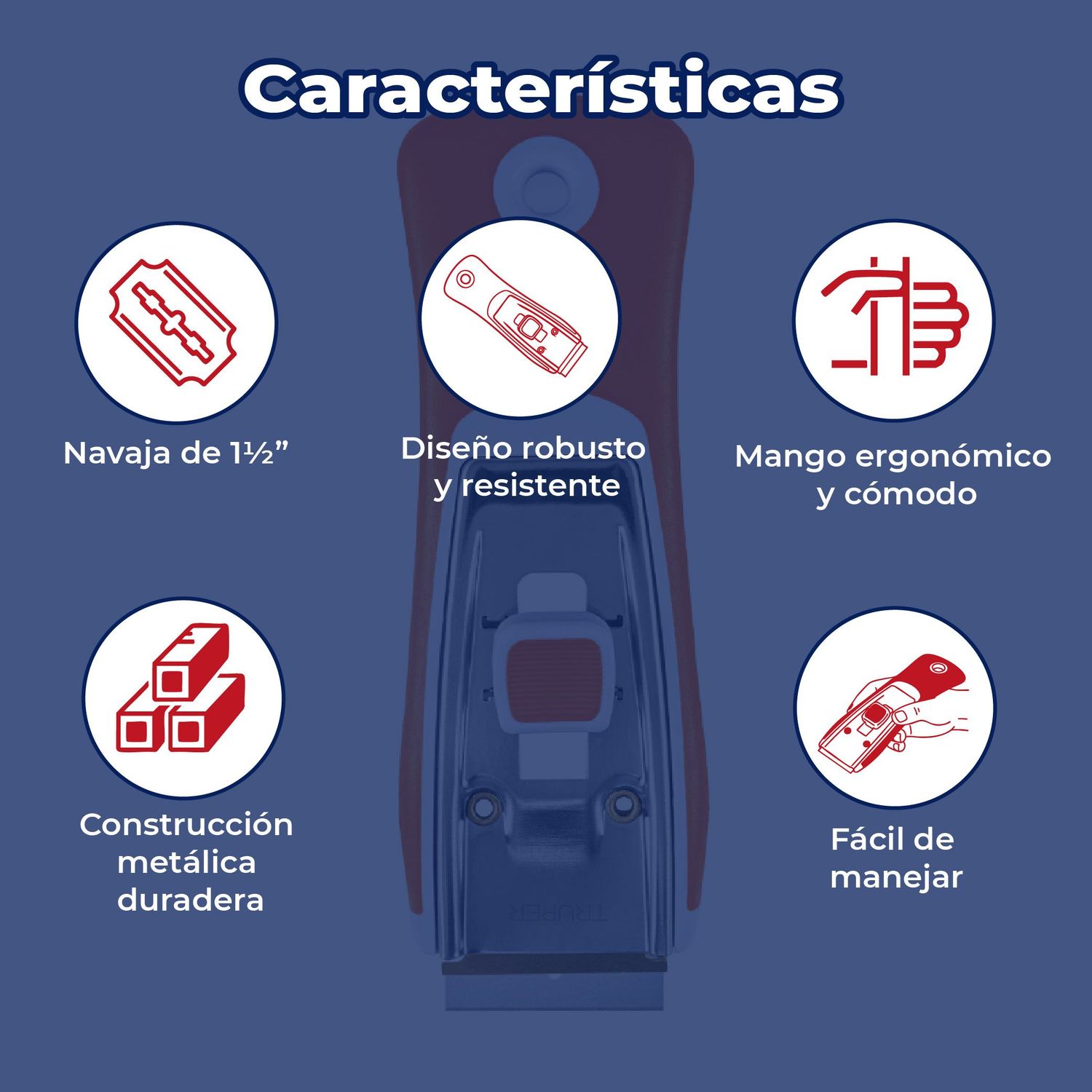 Raspador Con Cuchillas de 1-1/2" Mango Ergonómico Truper