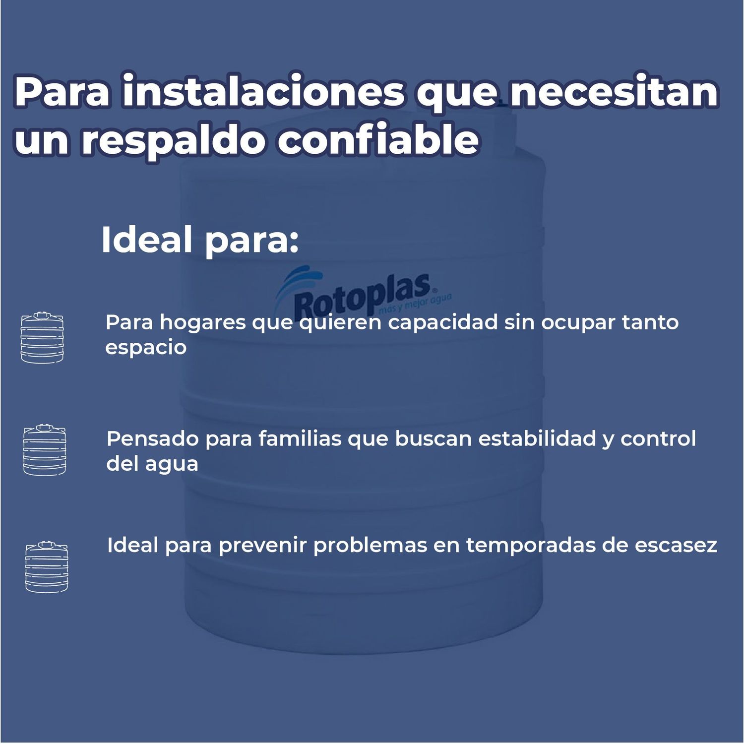 Tanque Rotoplas Blanco 5001 L Estándar 1.83 x 2.34 m