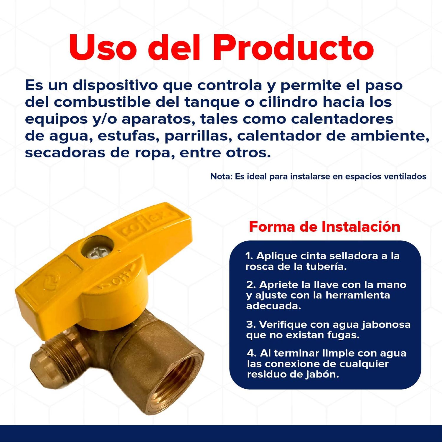 Llave Gas Control Angular 1/2 x 3/8 pulg Flare