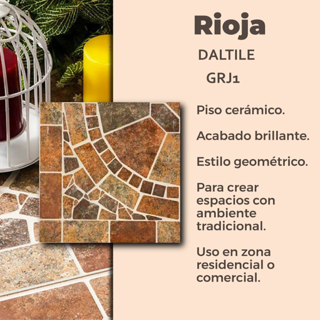 Piso Rioja Multicolor Daltile 45x45 cm
