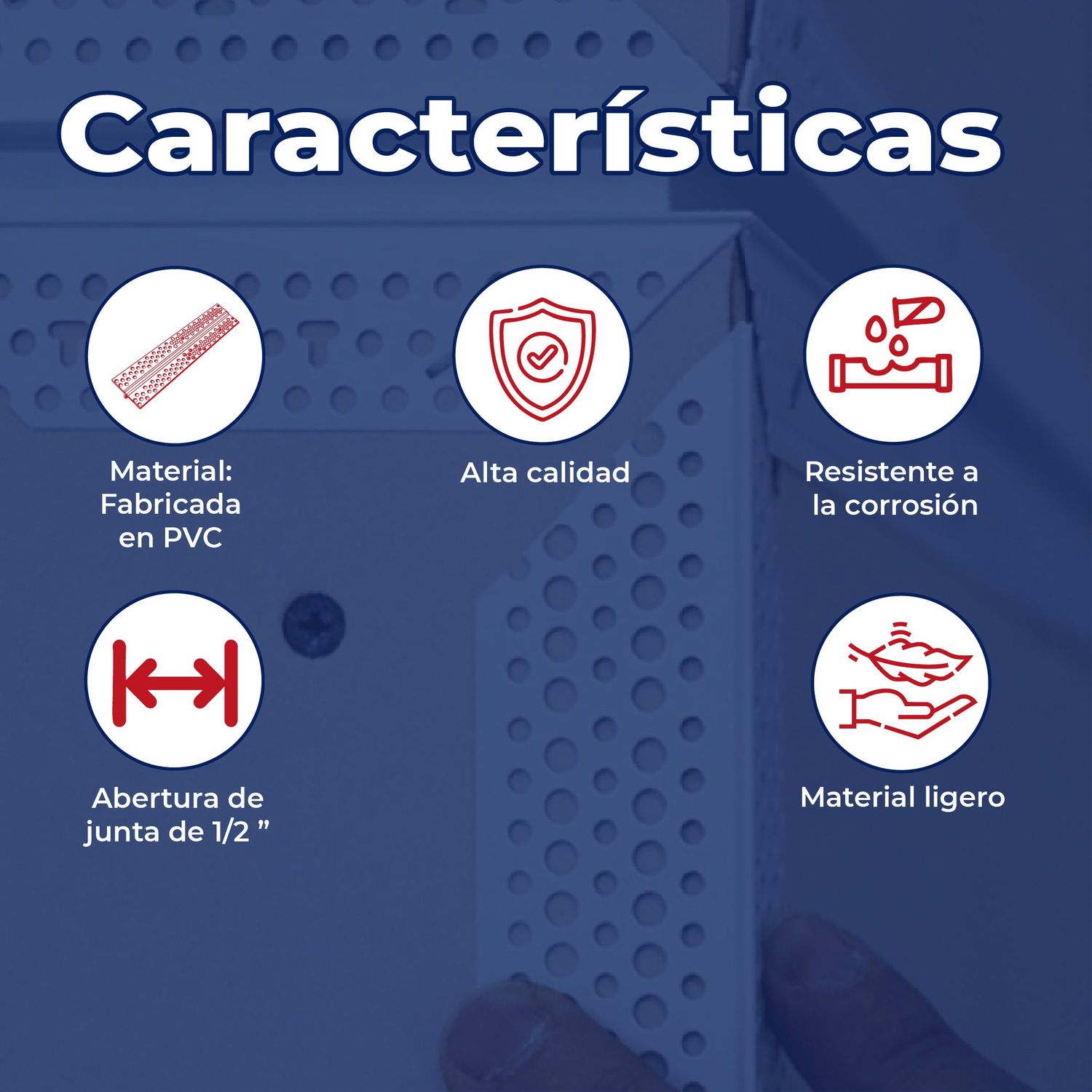 Junta de Control PVC 1/2" x 3.05 m para Sistema de Tablaroca