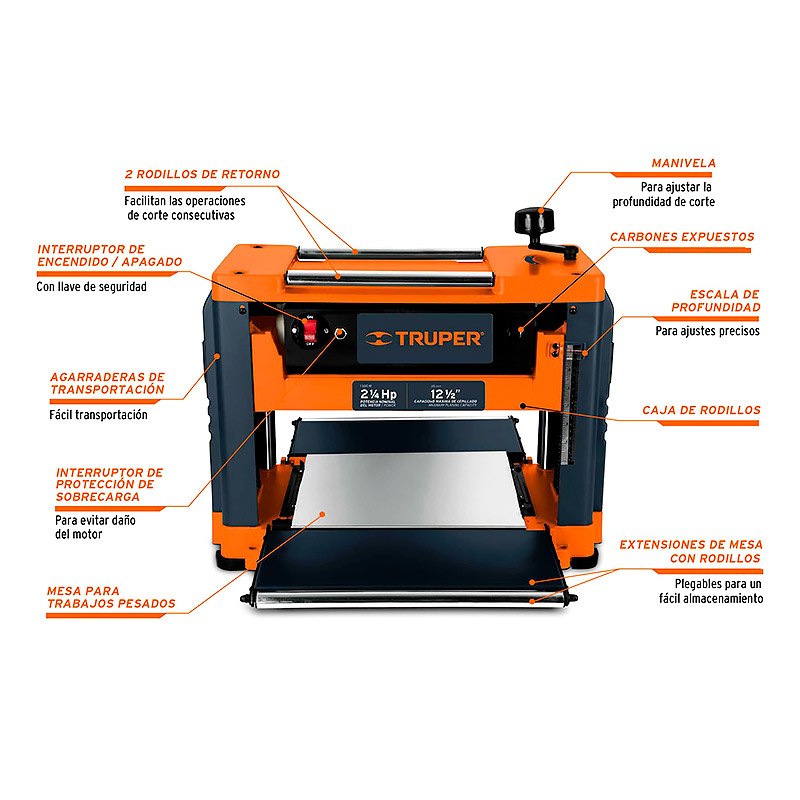 Cepillo Portátil 12 ½ pulg Truper 2¼ HP