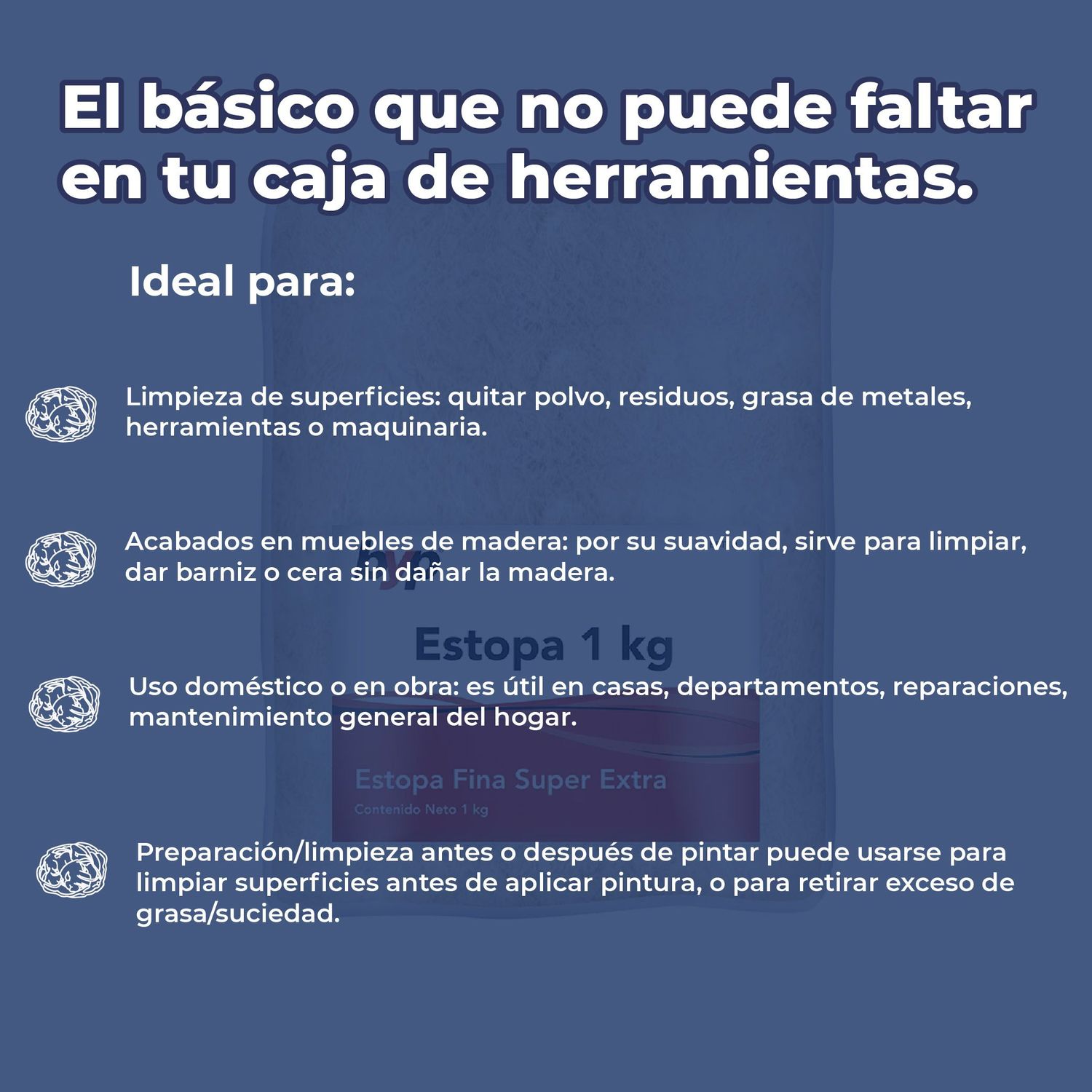 Estopa Blanca Byp Para Uso General 1 kg