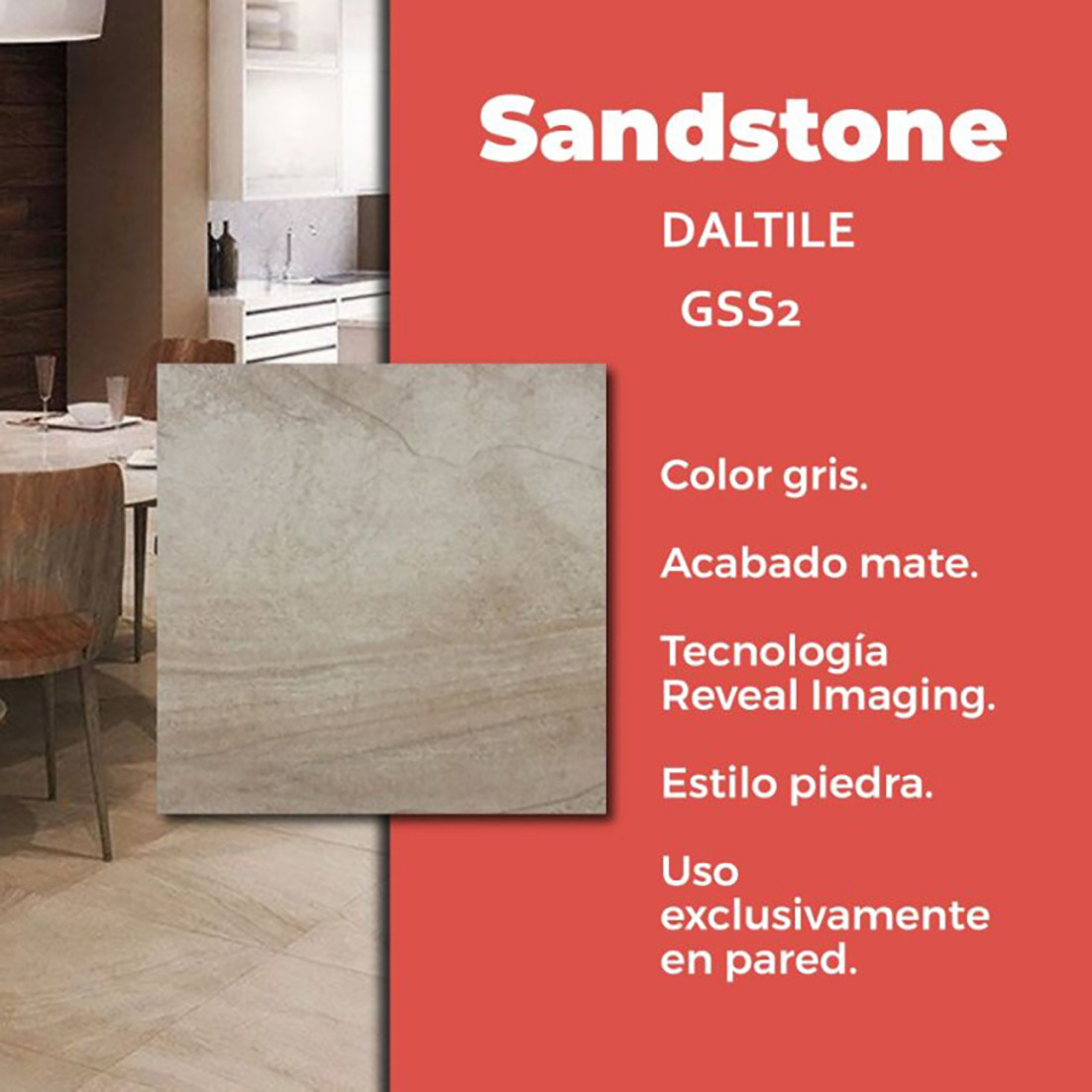Piso Sandstone Gris Daltile 60.5 x 60.5 cm