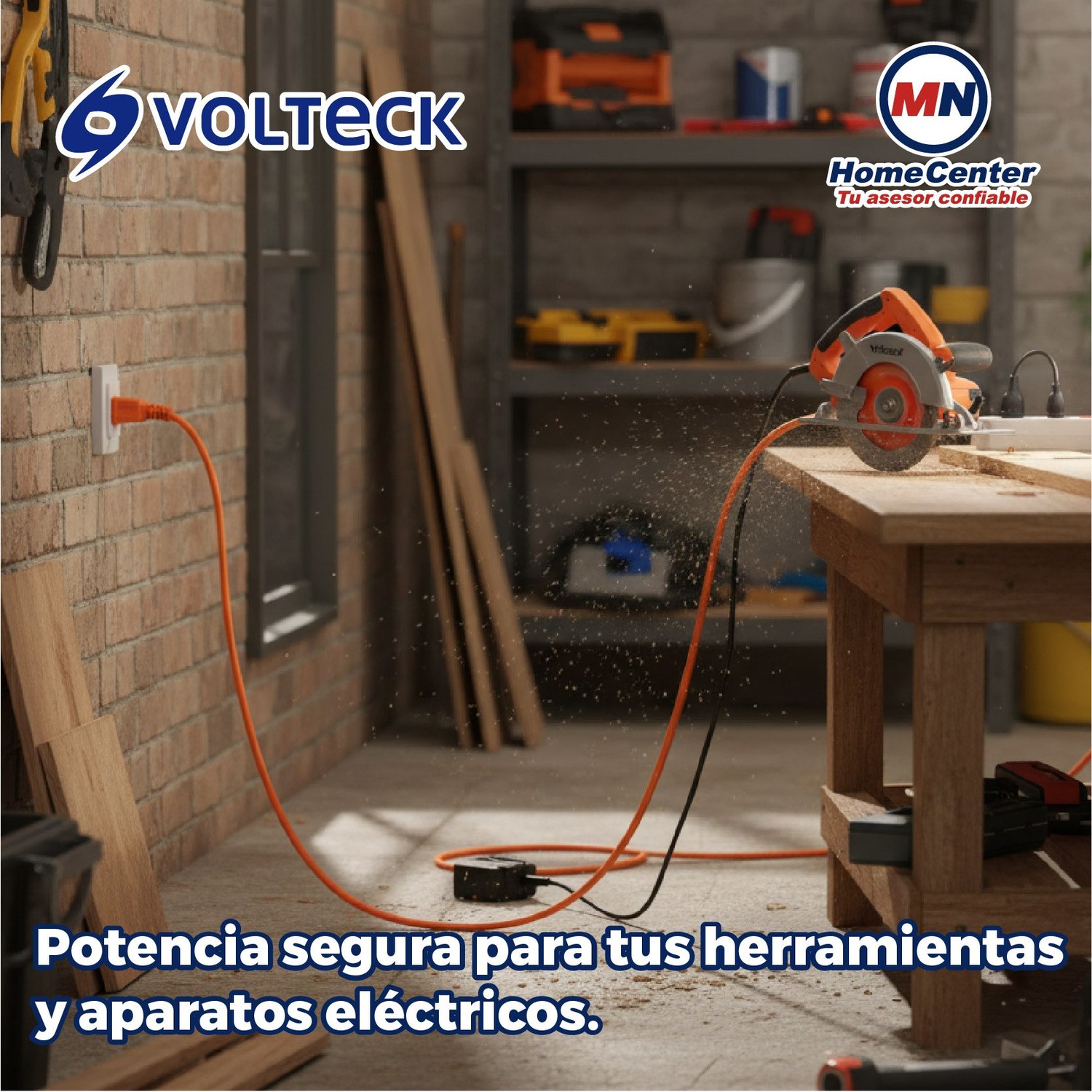Extensión Eléctrica Volteck Naranja 2 m