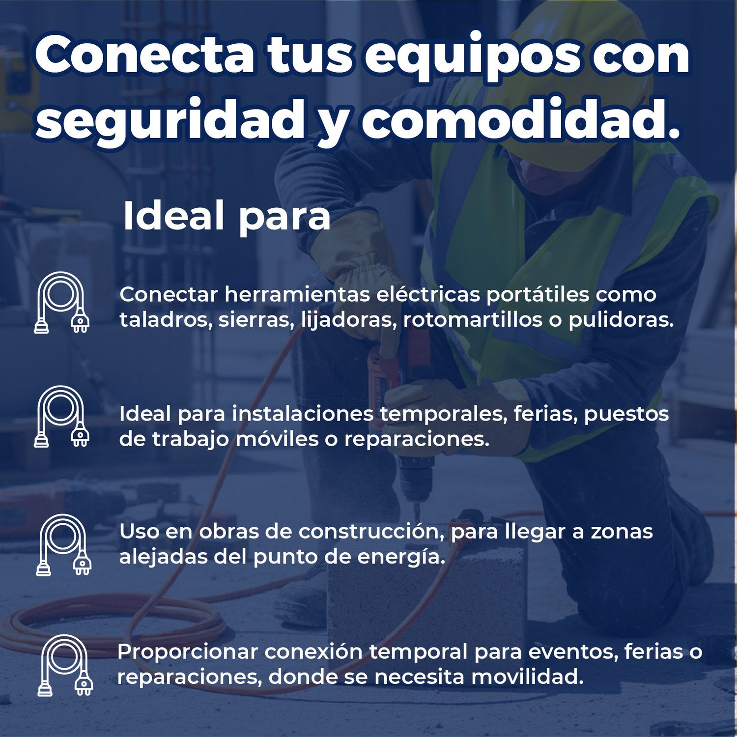 Extensión Eléctrica Volteck Naranja 2 m