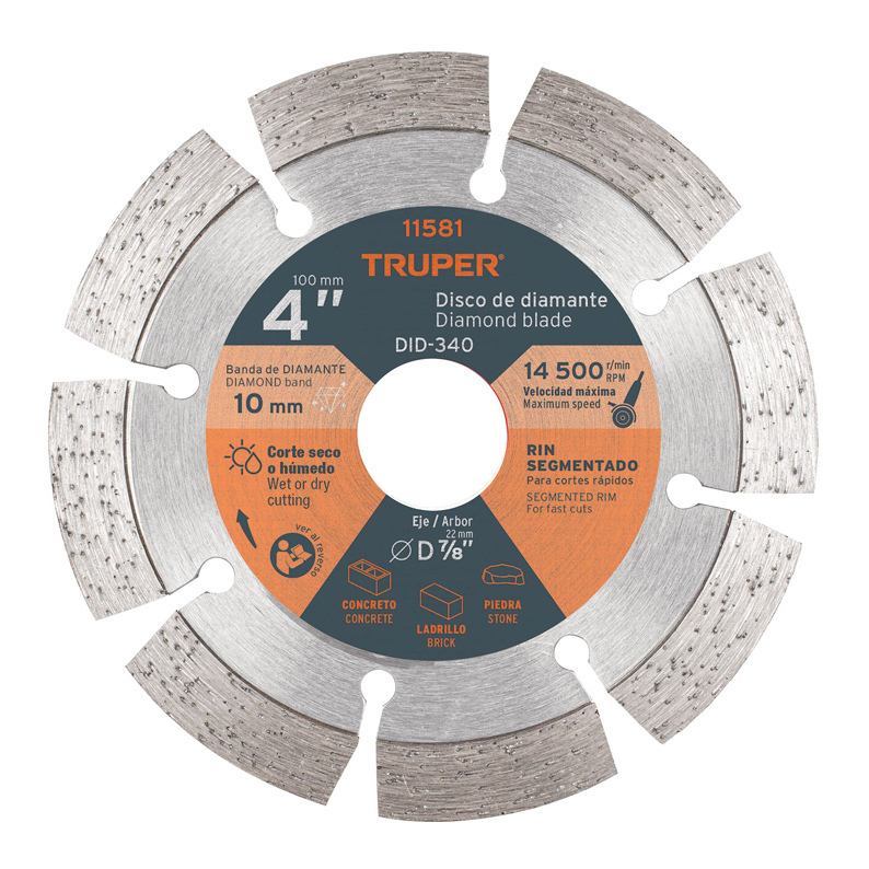 Disco Diamante Rin Segmentado 4 pulg Truper