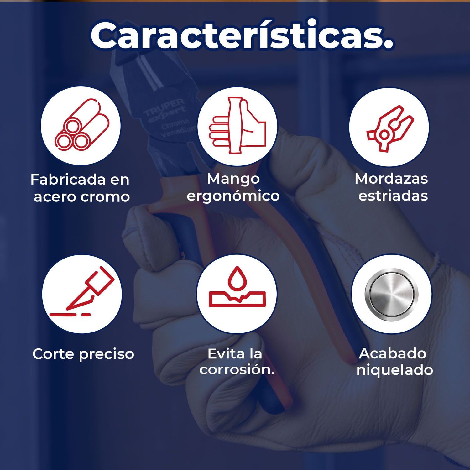 Pinza Electricista Profesional Comfort Grip Truper 7 pulg