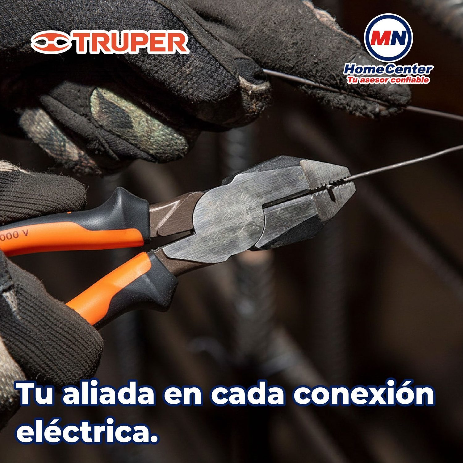 Pinza Electricista Profesional Comfort Grip Truper 7 pulg