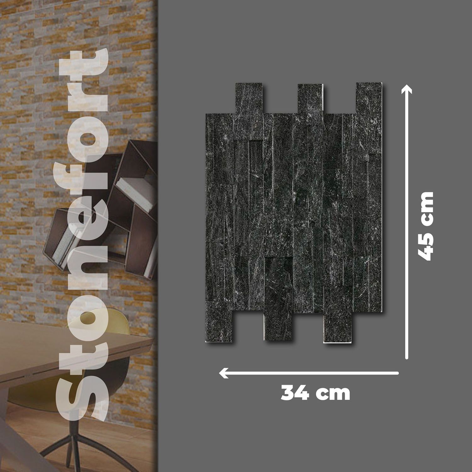 Muro Stonefort Black Daltile 34 x 45 cm