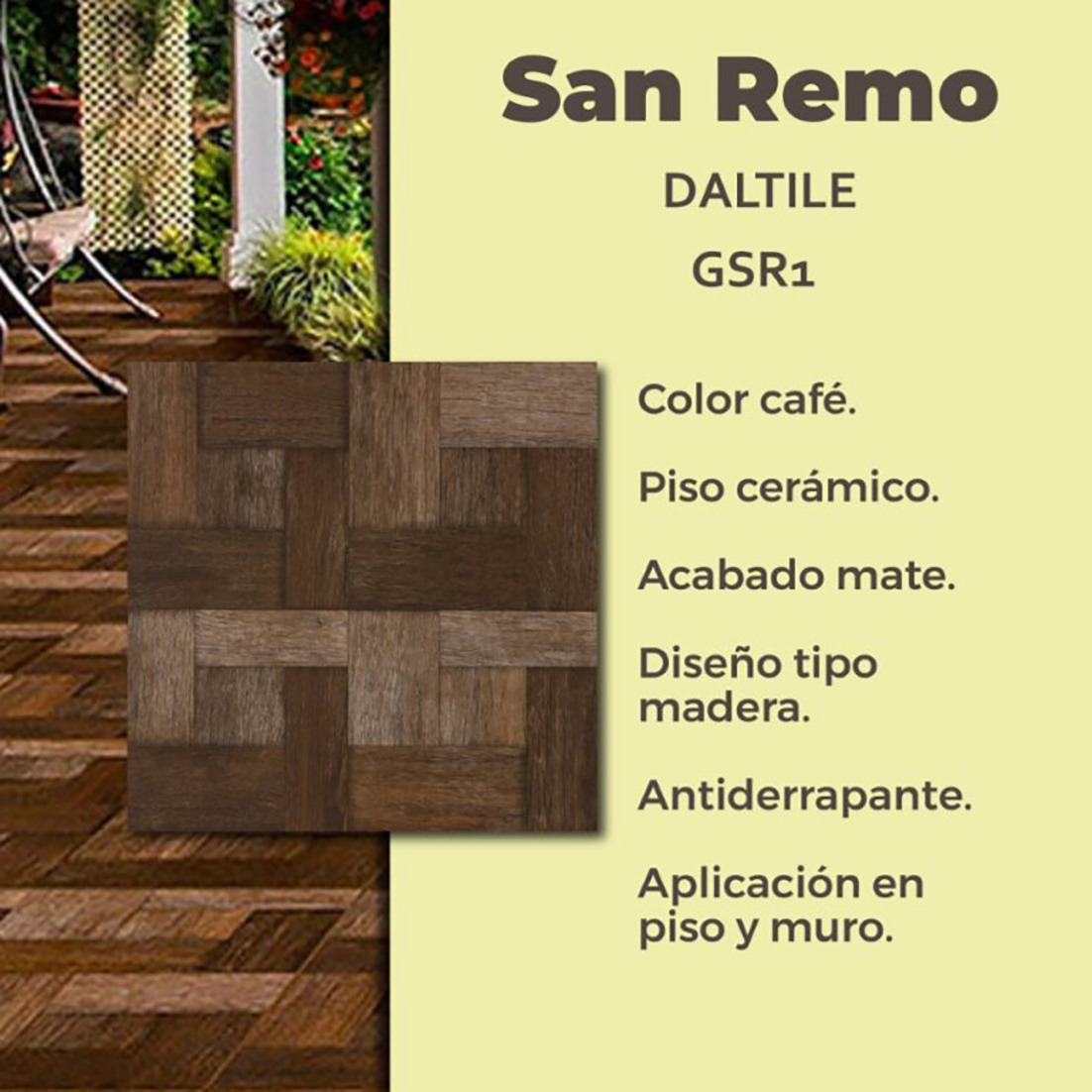 Piso San Remo Café Daltile 45x45 cm