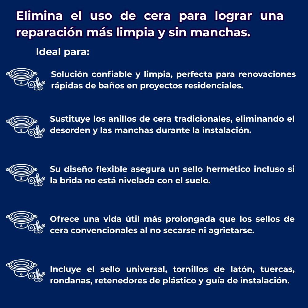 Sello Para Sanitario Universal 4" Sin Cera Fluidmaster