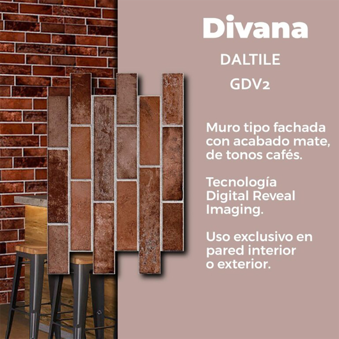 Muro Divana Brown Daltile 34 x 50 cm