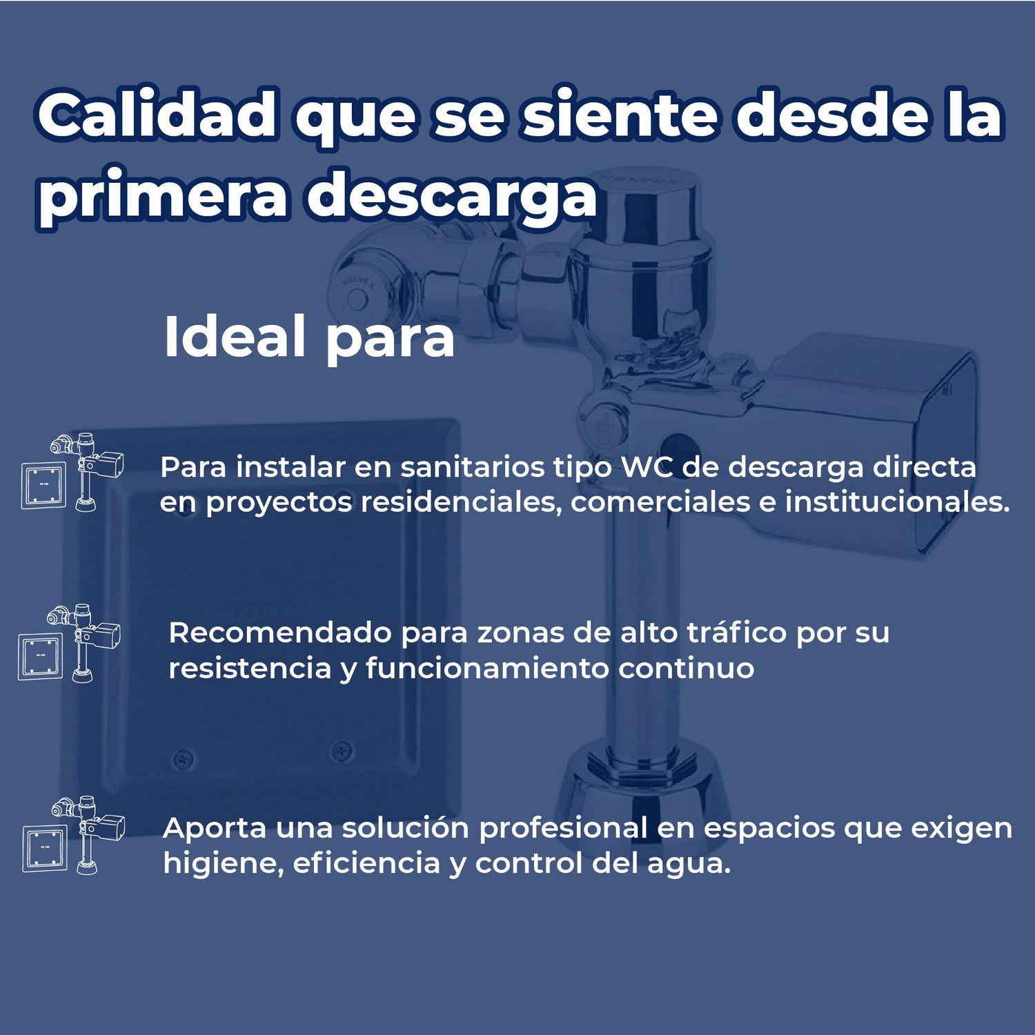 Fluxómetro Electrónico 4.8 L WC Helvex 110 Cromo FC-110-WC-4.8