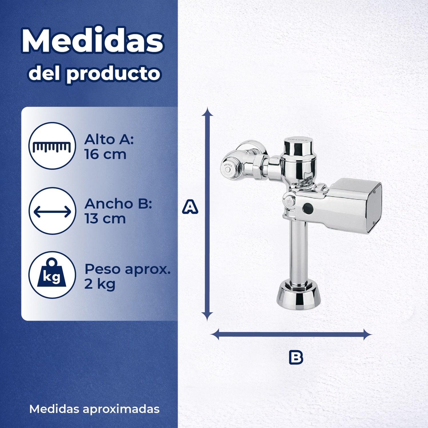 Fluxómetro Electrónico 4.8 L WC Helvex 110 Cromo FC-110-WC-4.8