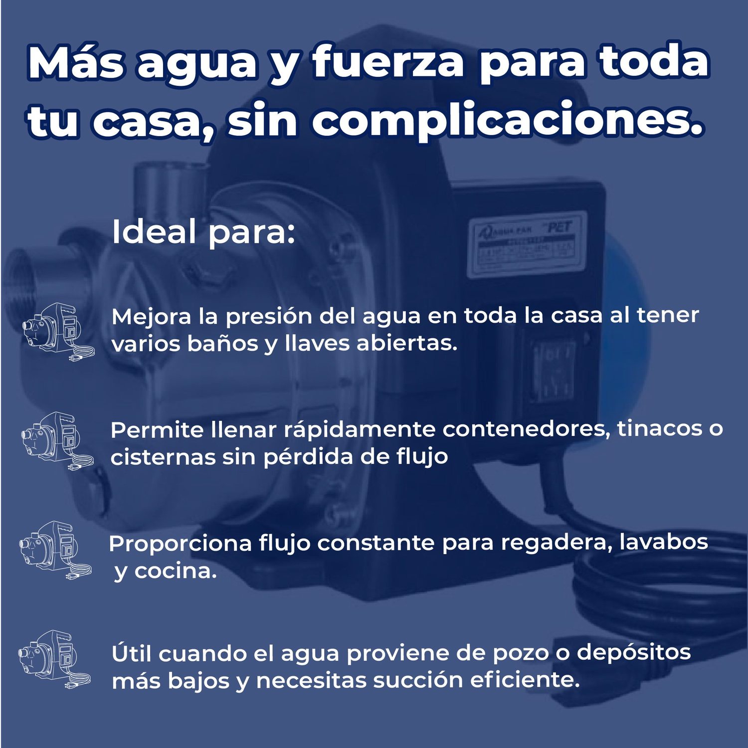 Bomba Centrífuga Tipo Jet 1.3 hp Altamira Villarreal 110 V