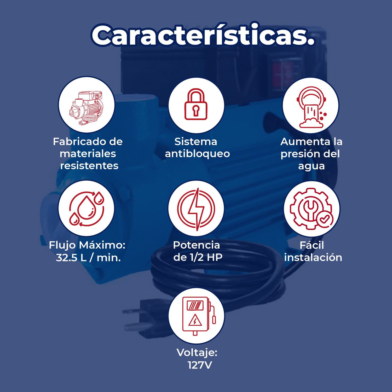 Bomba Periférica ½ Hp Antibloqueo Descarga 20 M Altamira 115 V