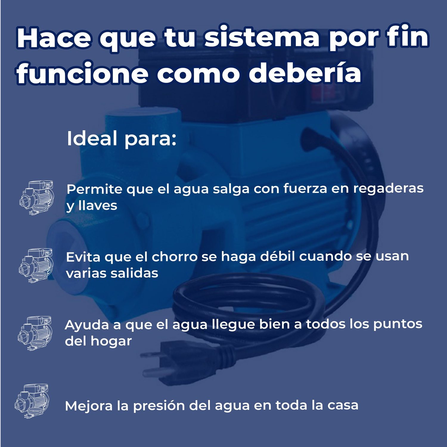 Bomba Periférica ½ Hp Antibloqueo Descarga 20 M Altamira 115 V