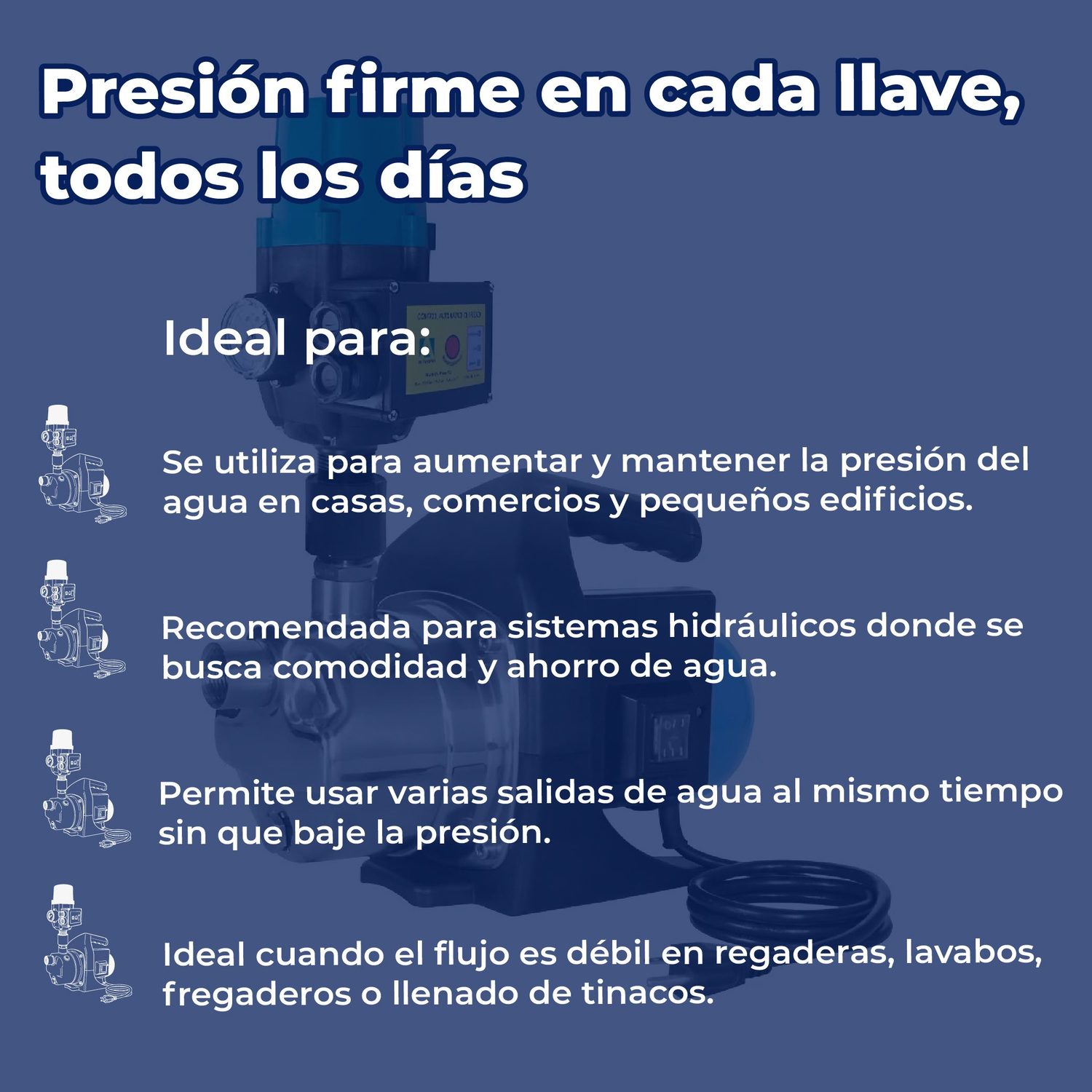 Bomba Presurizadora Agua Altamira 1.3 HP Sistema Hidroneumático