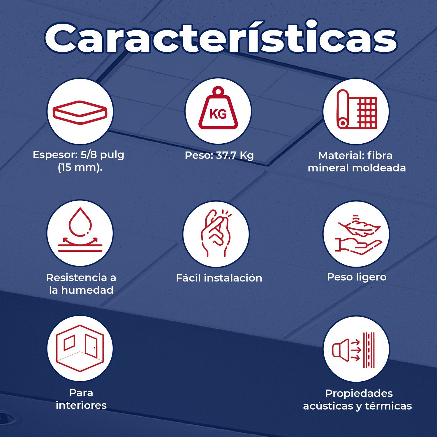 Plafón Cortega 704 5/8 pulgs 61 x 61 cm