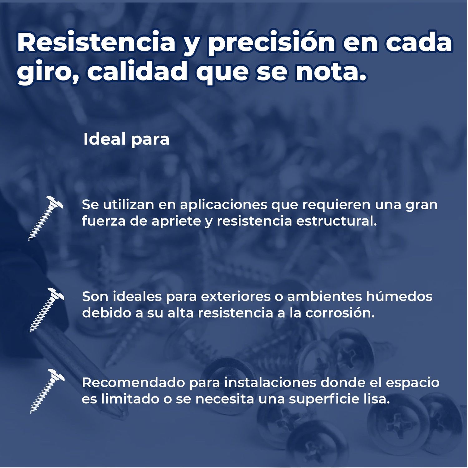 Tornillo Estándar 8 mm x 1 pulg Cabeza Extra Plana