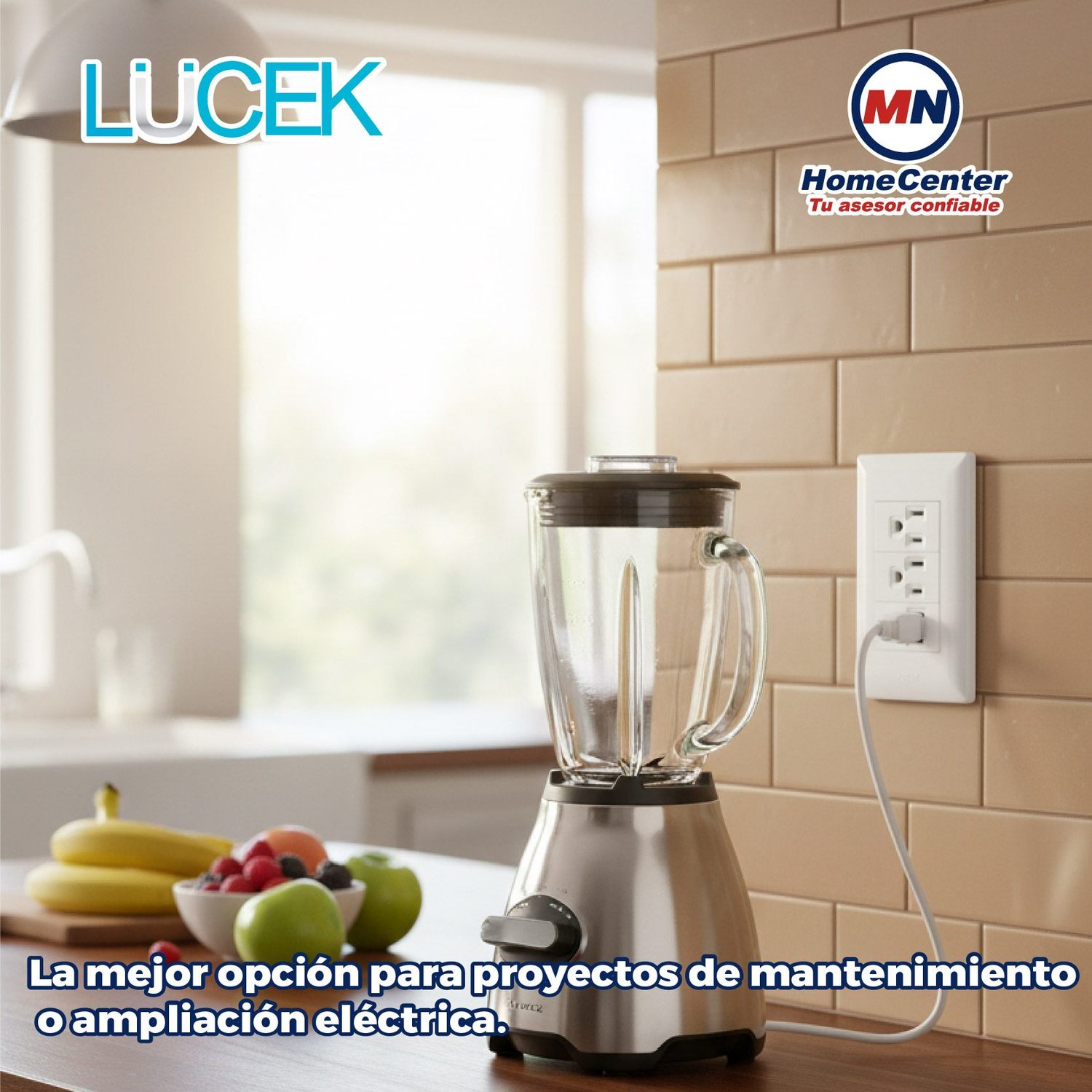 Placa 3 Contactos Polarizados Lucek Blanco modelo BA08B