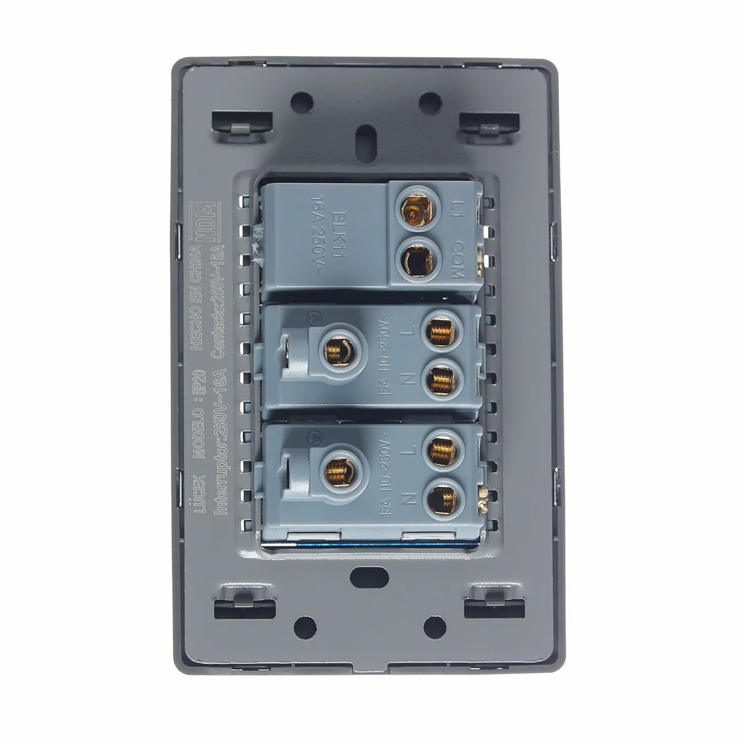 Placa 1 Apagador Sencillo 2 Contactos Lucek BP20MA