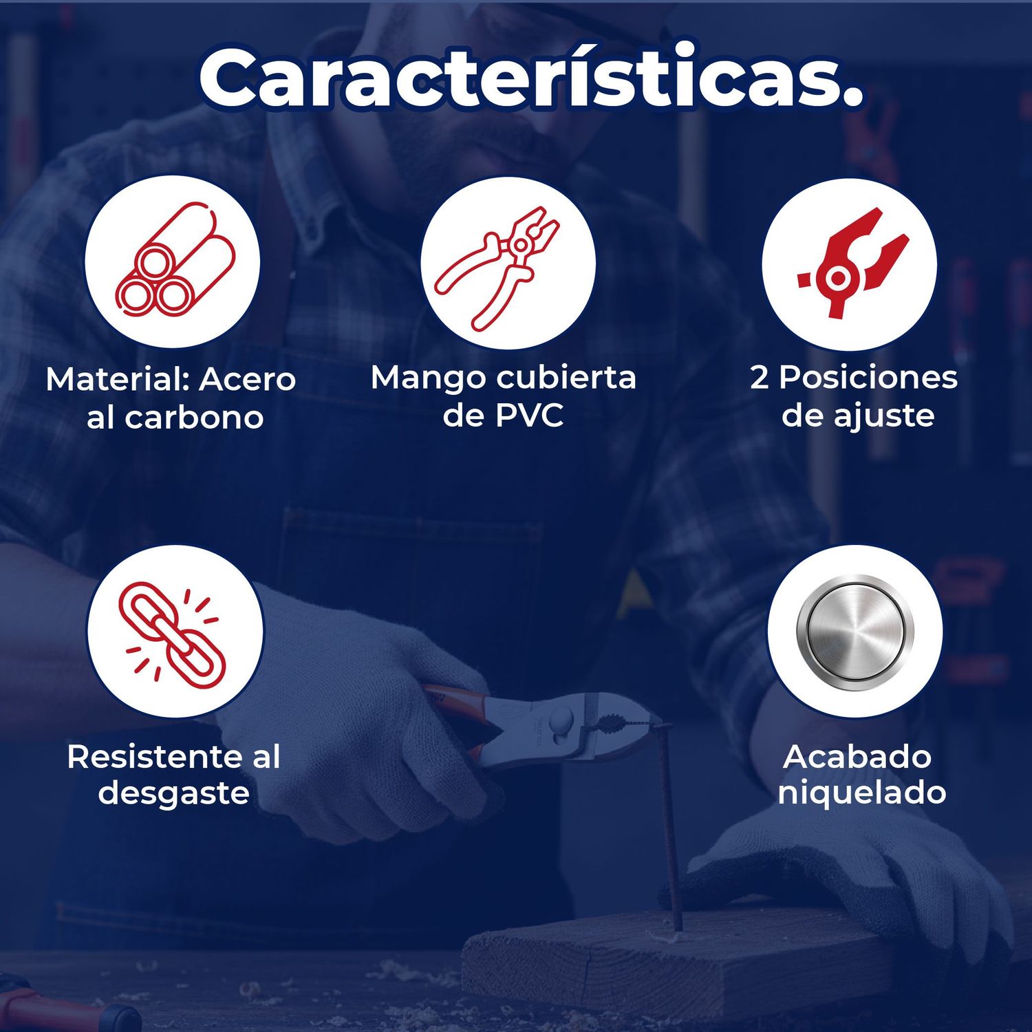 Pinza de chofer 8" mango de pvc truper