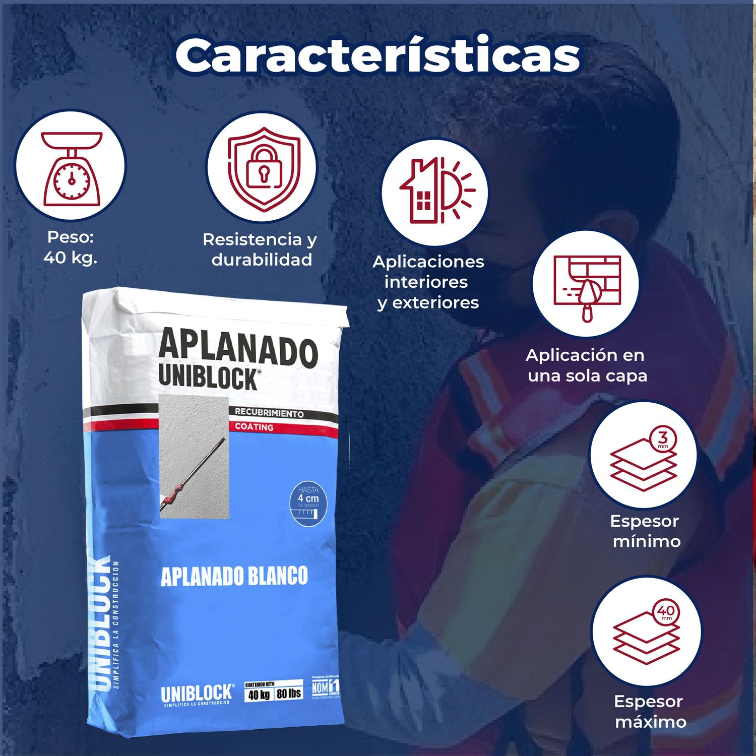 Aplanado Blanco Saco de 40 kg Uniblock