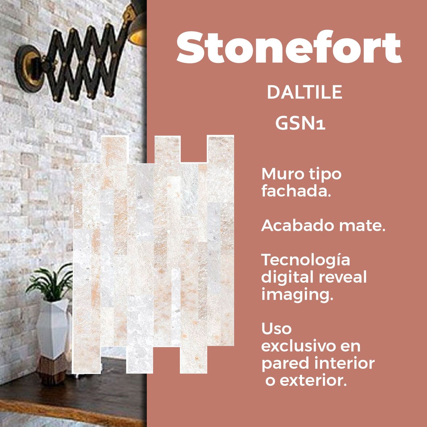 Muro Stonefort Gold Daltile 34 x 45 cm