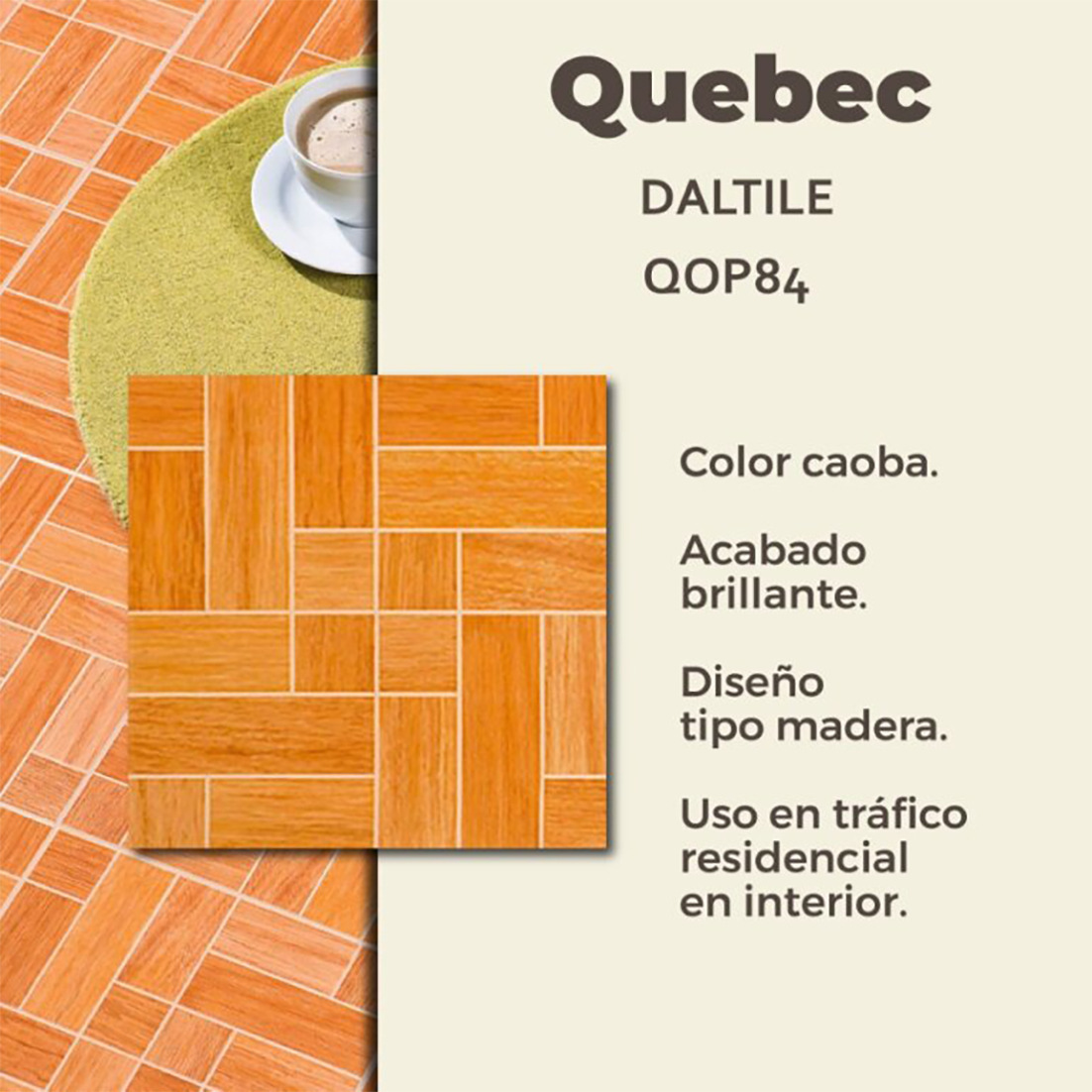 Piso Quebec Caoba Daltile 37x37 cm