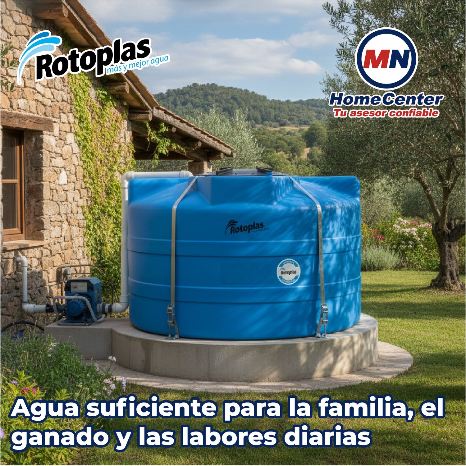 Cisterna Rotoplas Equipada 10,000 L para Almacenamiento de Agua