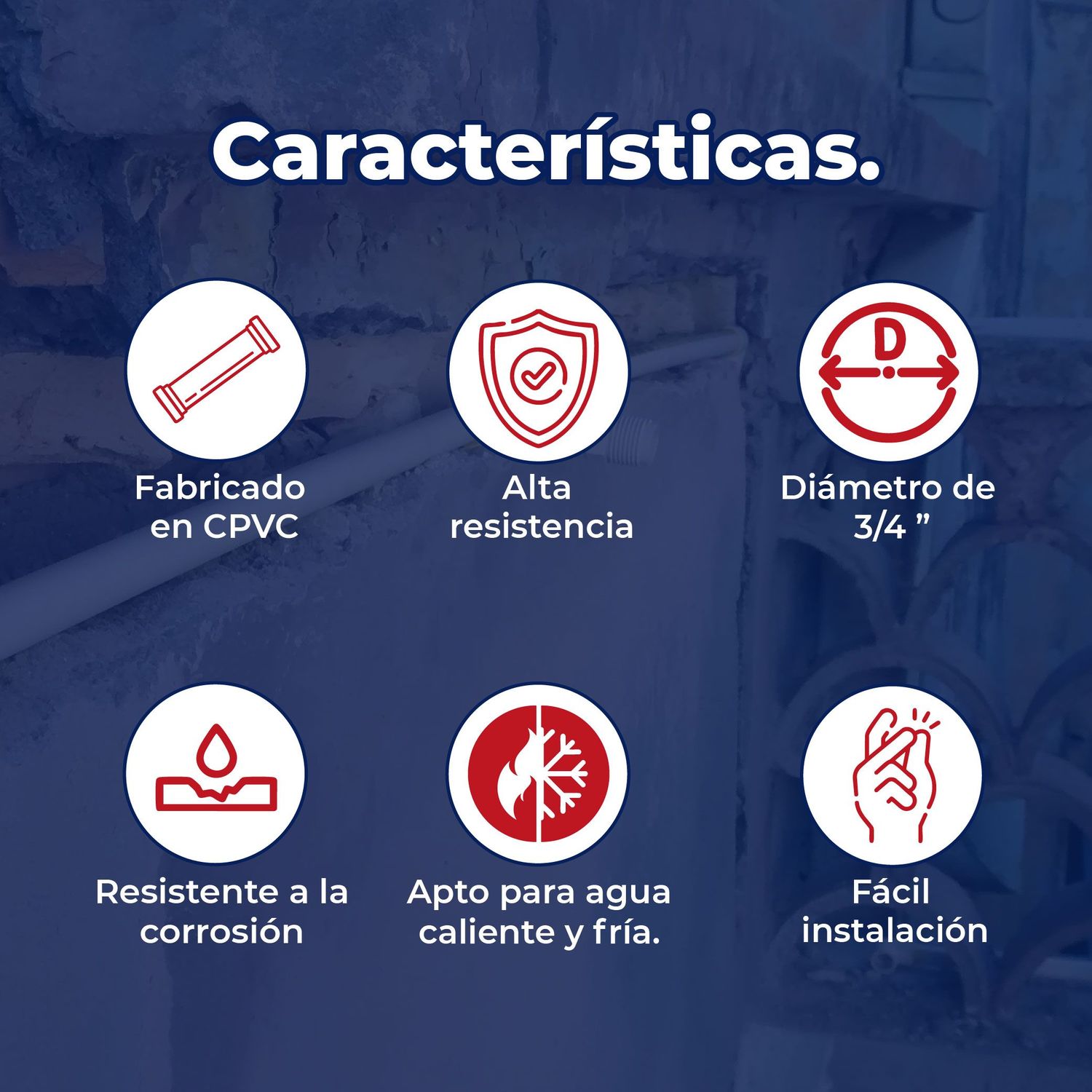 Tubo CPVC Iusa 3/4 Pulg x 6.10 m para Instalaciones Hidráulicas