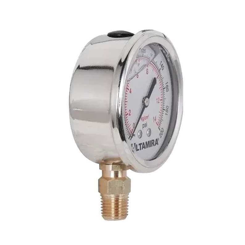 Manómetro Glicerina 0-200 psi ¼ Macho Altamira