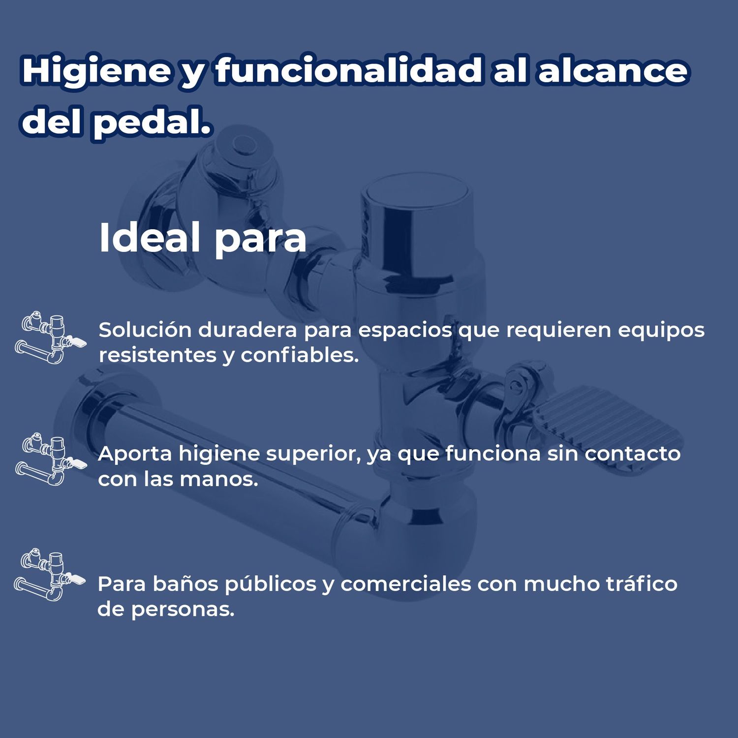 Fluxómetro para WC de Pedal 32-38 4.8L Cromo Helvex