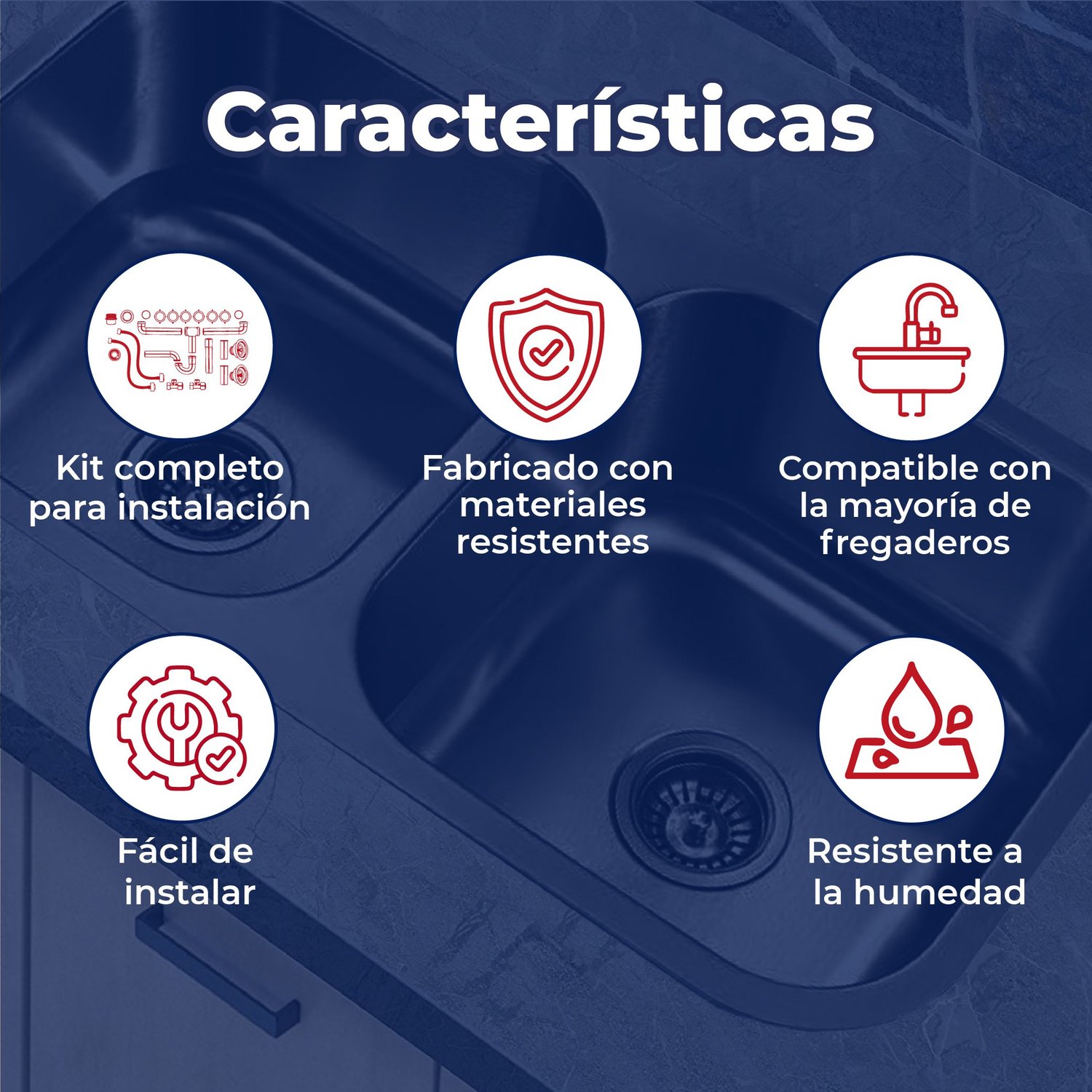 Kit de Instalación Coflex Fregadero 2 Tarjas con Contracanasta