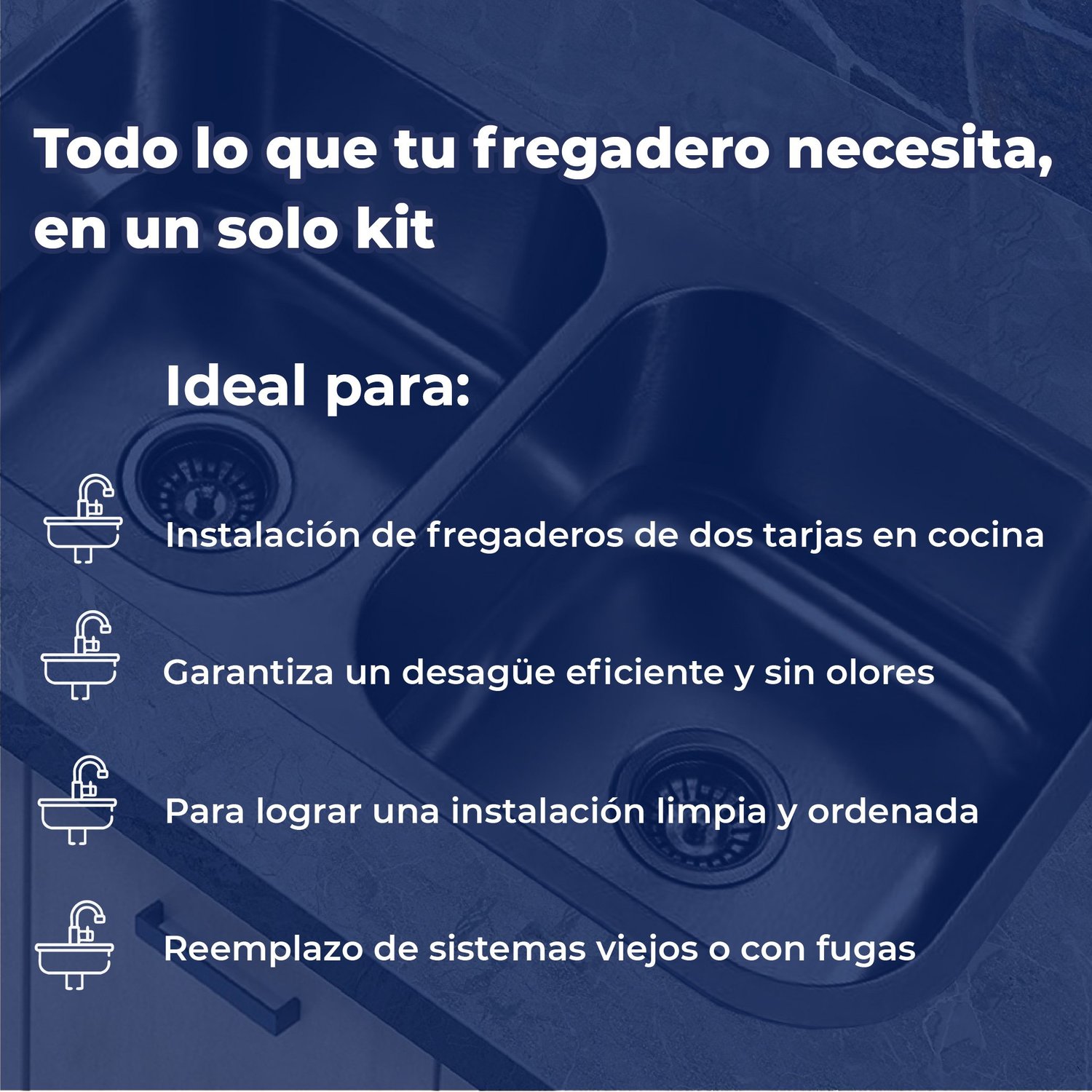 Kit de Instalación Coflex Fregadero 2 Tarjas con Contracanasta
