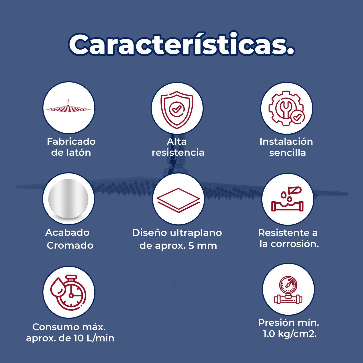 Regadera Cuadrada 12 x 12" Ultraplana Chorro Fijo Helvex H-3011